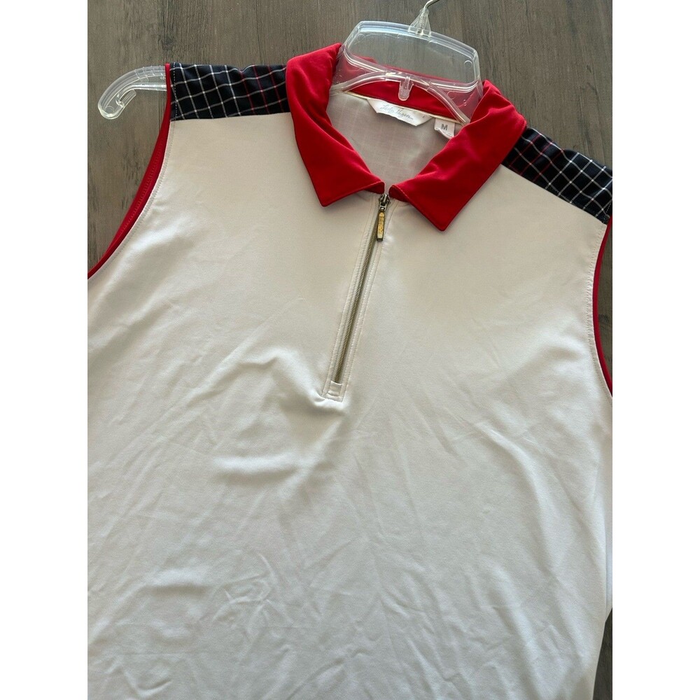 Lady Hogan Women's 1/4 Zip Athletic Polo Shirt Sleeveless Multicolor Size M